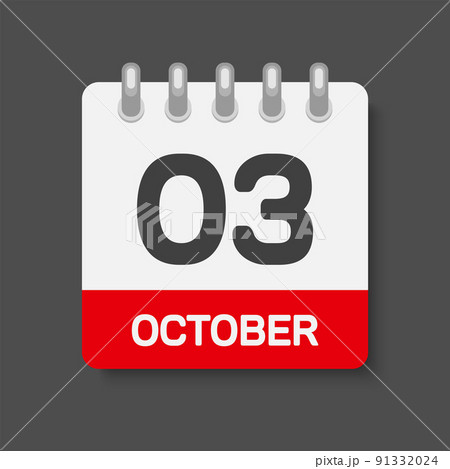 Icon page calendar day 3 October, template date 91332024