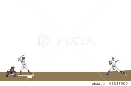 野球選手バッテリーのイメージイラスト 91333509