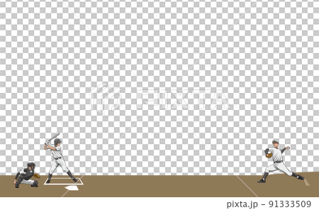 野球選手バッテリーのイメージイラスト 91333509