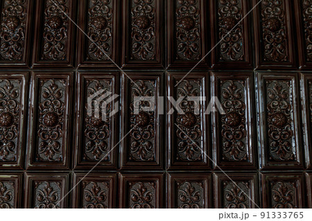 Old vintage ceramic tiles for decoration stoves, wall and floor. Background, texture, seamless pattern Old vintage ceramic tiles for decoration stoves, wall and floor. Background, texture, seamless pattern 91333765