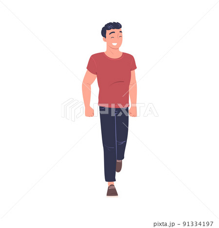 Walking Man Character Strolling in the Street and Smiling Vector Illustration Walking Man Character Strolling in the Street and Smiling Vector Illustration 91334197