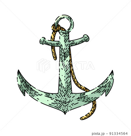 anchor ship sketch hand drawn vector 91334564