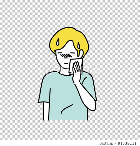 一個出汗的人的插圖 一個出汗的人的插圖 91339111