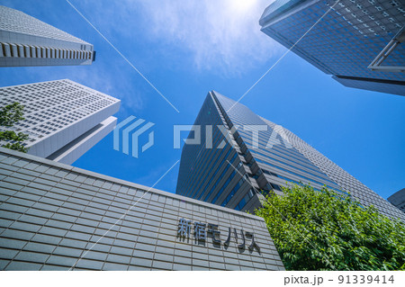 日本の東京都市景観 新宿副都心…。新宿モノリスなど超高層ビル群などを望む 日本の東京都市景観 新宿副都心…。新宿モノリスなど超高層ビル群などを望む 91339414