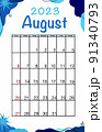 August planner calendar 2023 year. English vector vertical calendar template. Minimalistic design. Week starts on Sunday. 91340793