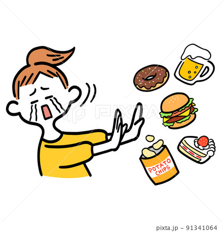 食べたい物を我慢する女性 91341064