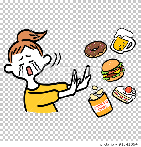 食べたい物を我慢する女性 91341064