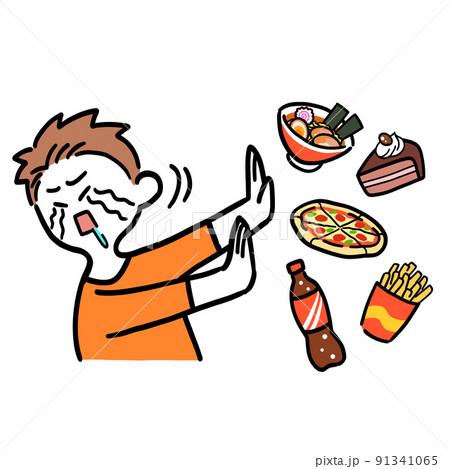 食べたい物を我慢する男性 91341065