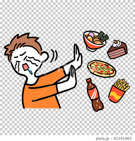 食べたい物を我慢する男性 91341065