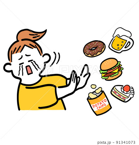 食べたい物を我慢する女性 91341073