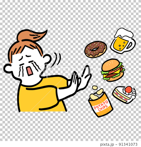 食べたい物を我慢する女性 91341073