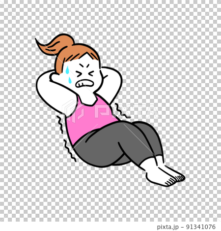 A woman with abdominal exercise 91341076