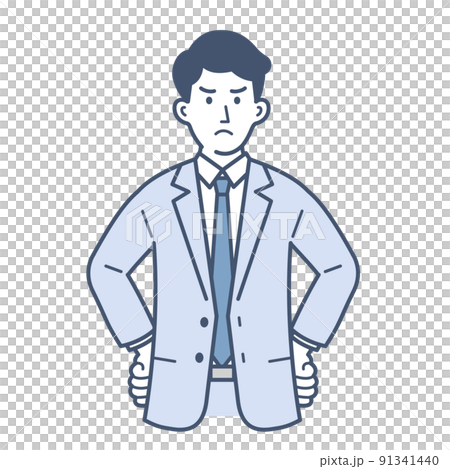 怒ったポーズをとるビジネスマンのイラスト 怒ったポーズをとるビジネスマンのイラスト 91341440