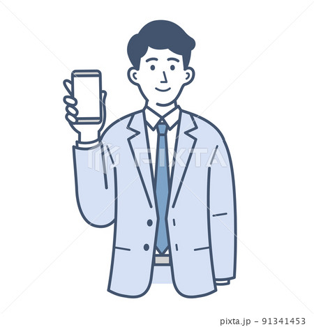 スマホを持つビジネスマンのイラスト 91341453