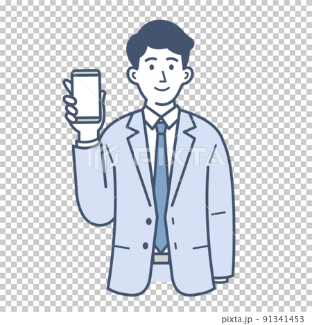 スマホを持つビジネスマンのイラスト 91341453