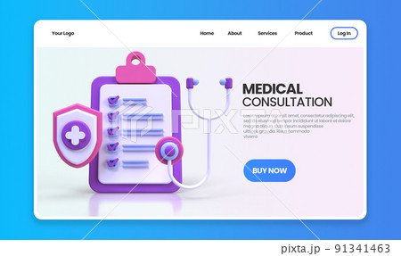Medical check up concept illustration Landing page template for background 91341463