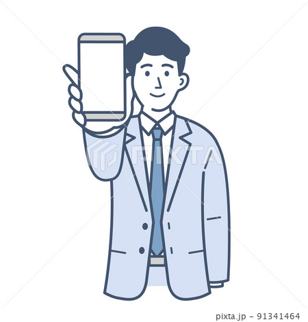 スマホを差し出すビジネスマンのイラスト 91341464