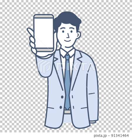 スマホを差し出すビジネスマンのイラスト 91341464