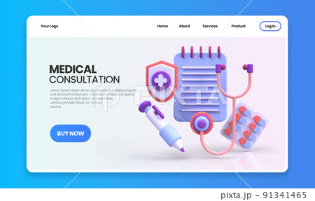 Medical check up concept illustration Landing page template for background 91341465