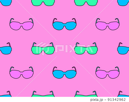 Seamless pattern sunglasses. Colorful sunglasses on a pink background. Glasses design for posters, banners and promotional materials. Vector illustration Seamless pattern sunglasses. Colorful sunglasses on a pink background. Glasses design for posters, banners and promotional materials. Vector illustration 91342962