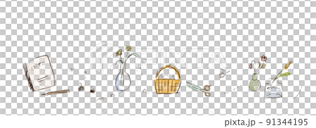 Hand-painted watercolor style, simple and natural line of illustration material of daily life miscellaneous goods Hand-painted watercolor style, simple and natural line of illustration material of daily life miscellaneous goods 91344195