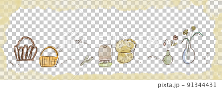 Hand-painted watercolor style, simple and natural frame of illustration material of life miscellaneous goods Hand-painted watercolor style, simple and natural frame of illustration material of life miscellaneous goods 91344431