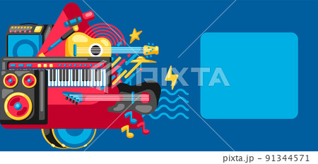 Background with musical instruments. Music party illustration. Background with musical instruments. Music party illustration. 91344571