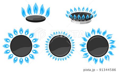 Set of natural gas stove burners. Industrial and business image. 91344586