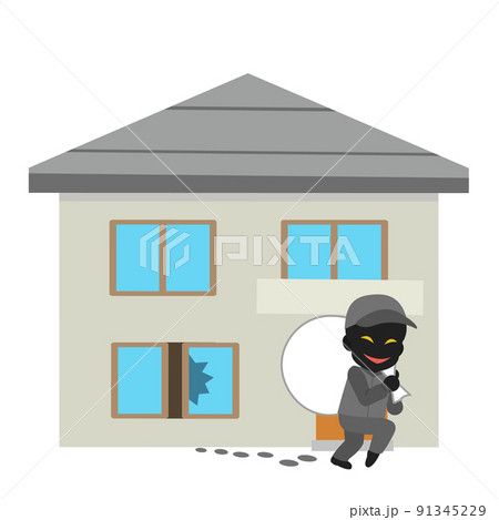 盗難の被害 二階建ての家 アイコン イラスト 盗難の被害 二階建ての家 アイコン イラスト 91345229