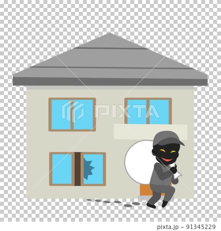 盗難の被害 二階建ての家 アイコン イラスト 盗難の被害 二階建ての家 アイコン イラスト 91345229