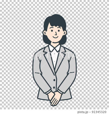 手を前に組む若い女性のビジネスマンのイラスト 91345320