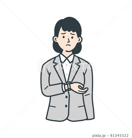 時計を確認する若い女性のビジネスマンのイラスト 91345322