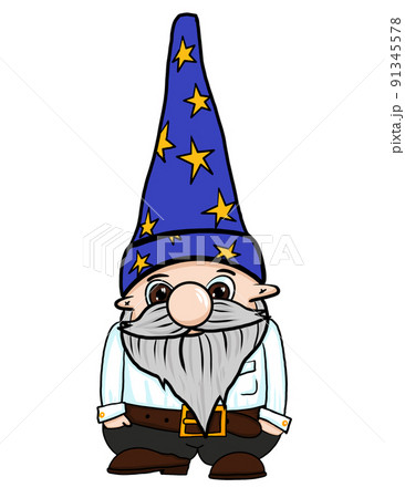 Garden hand drawn gnomes isolated on white background Garden hand drawn gnomes isolated on white background 91345578