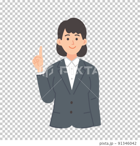 Illustration of a young female businessman pointing 91346042