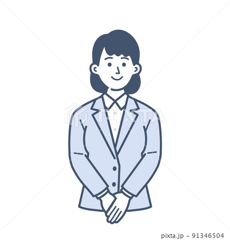 手を前に組む若い女性のビジネスマンのイラスト 91346504