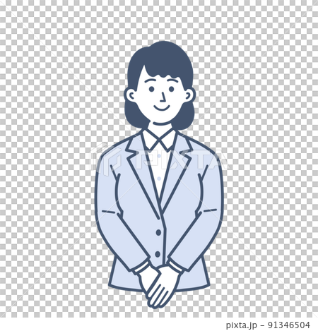 手を前に組む若い女性のビジネスマンのイラスト 91346504