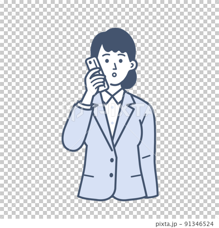 Illustration of a young female businessman making a phone call 91346524