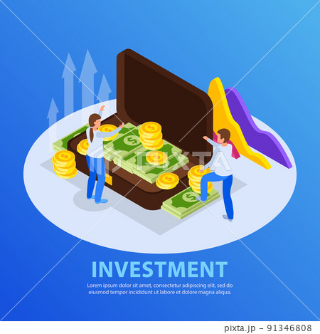 Investment Isometric Background Composition 91346808
