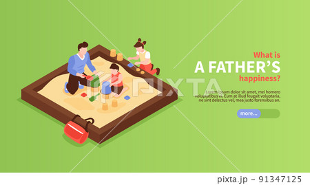 Kids With Dad In Sandbox Kids With Dad In Sandbox 91347125