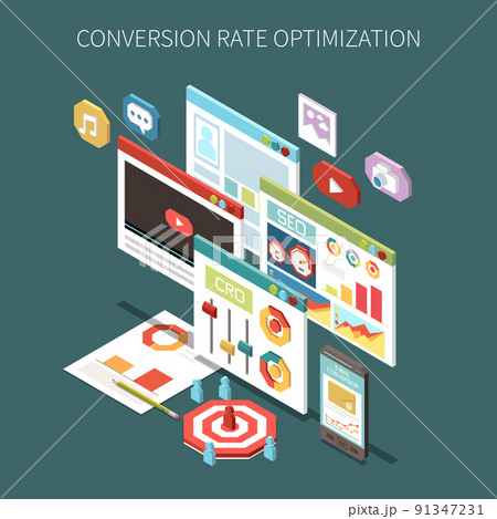 Conversion Rate Optimization Isometric Conceptのイラスト素材 [91347231] - PIXTA