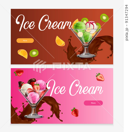Ice Cream Realistic Banners Ice Cream Realistic Banners 91347294