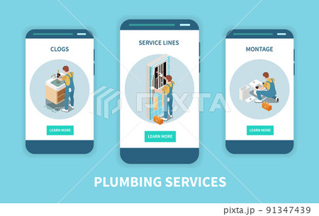 Plumber Isometric Banner Set 91347439