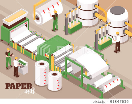 Paper Factory Isometric Composition 91347636