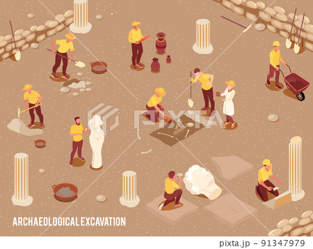 Archeology Isometric Background 91347979