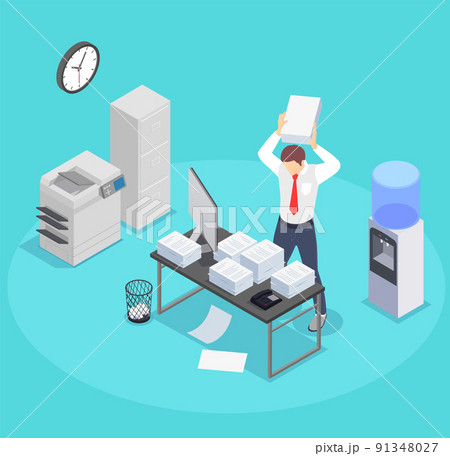 Office Worker Burnout Composition Office Worker Burnout Composition 91348027