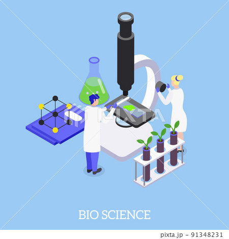 GMO Bio Science Isometric Background 91348231