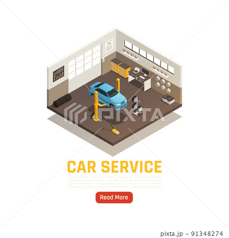 Car Service Isometric Composition 91348274