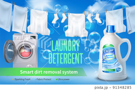 Laundry Detergent Realistic Horizontal Banner Laundry Detergent Realistic Horizontal Banner 91348285