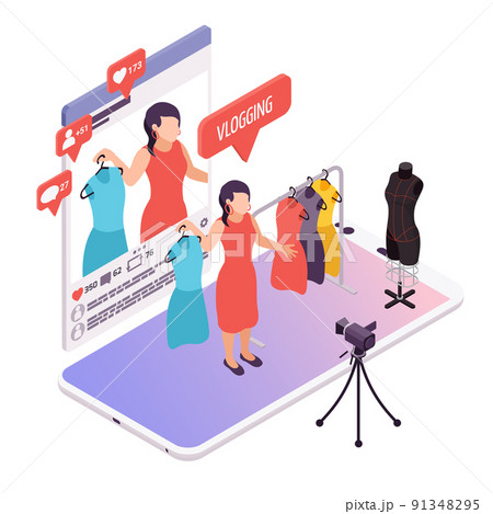 Vlogging Occupation Isometric Composition Vlogging Occupation Isometric Composition 91348295