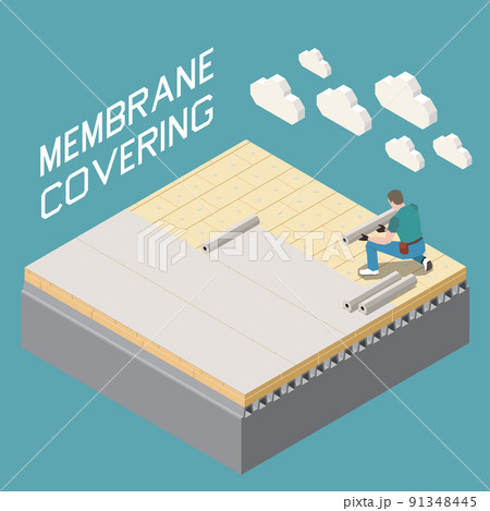 Roofer Isometric Composition 91348445
